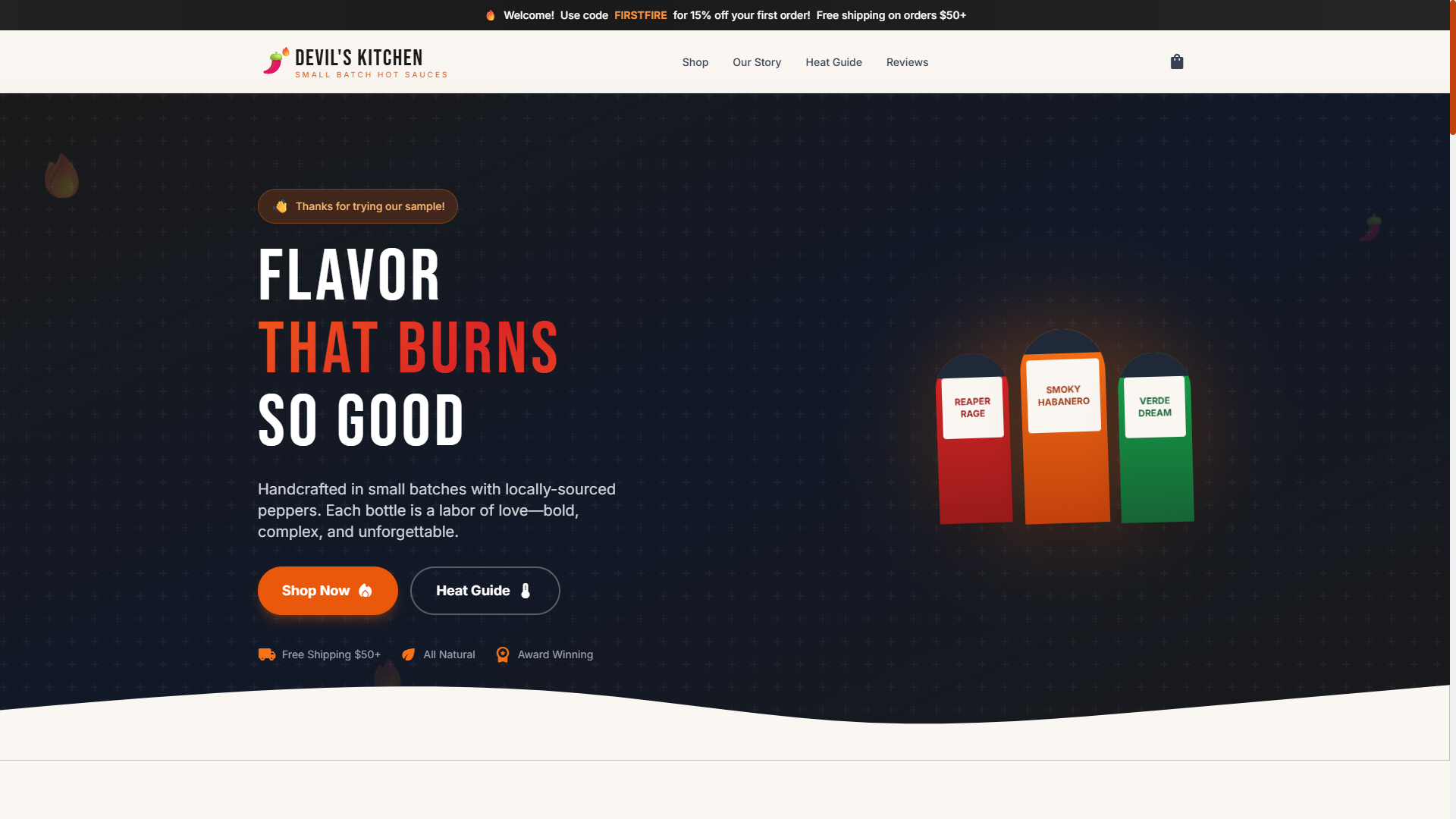 A very simple Hot Sause demo site